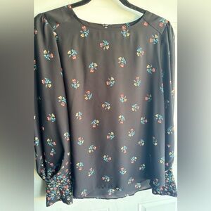 LOFT Black & Floral Blouse